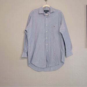 Ralph Lauren Blue Yarmouth Cotton Button Up Dress Shirt Size 16/33